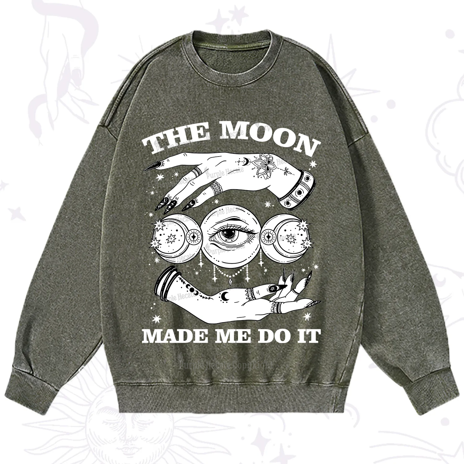 Purplehecate Funny The Moon Made Me Do It Washed Sweatshirt