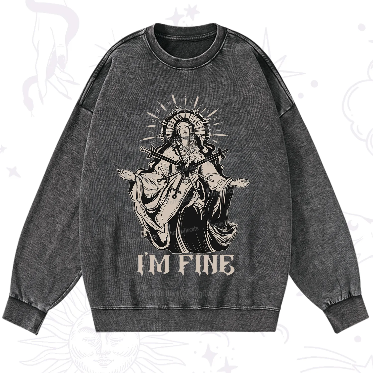 Purplehecate I'm Fine Washed Sweatshirt