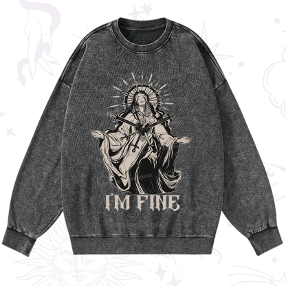 Purplehecate I'm Fine Washed Sweatshirt