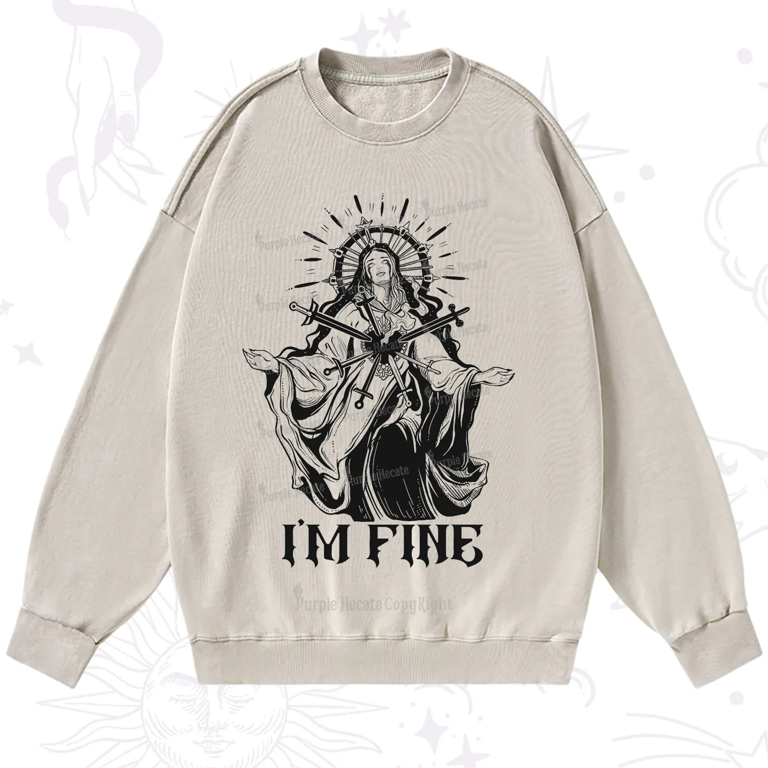 Purplehecate I'm Fine Washed Sweatshirt