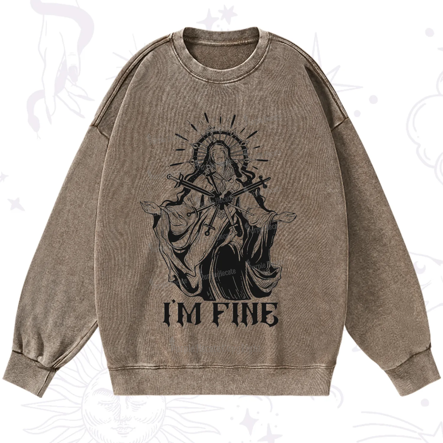 Purplehecate I'm Fine Washed Sweatshirt