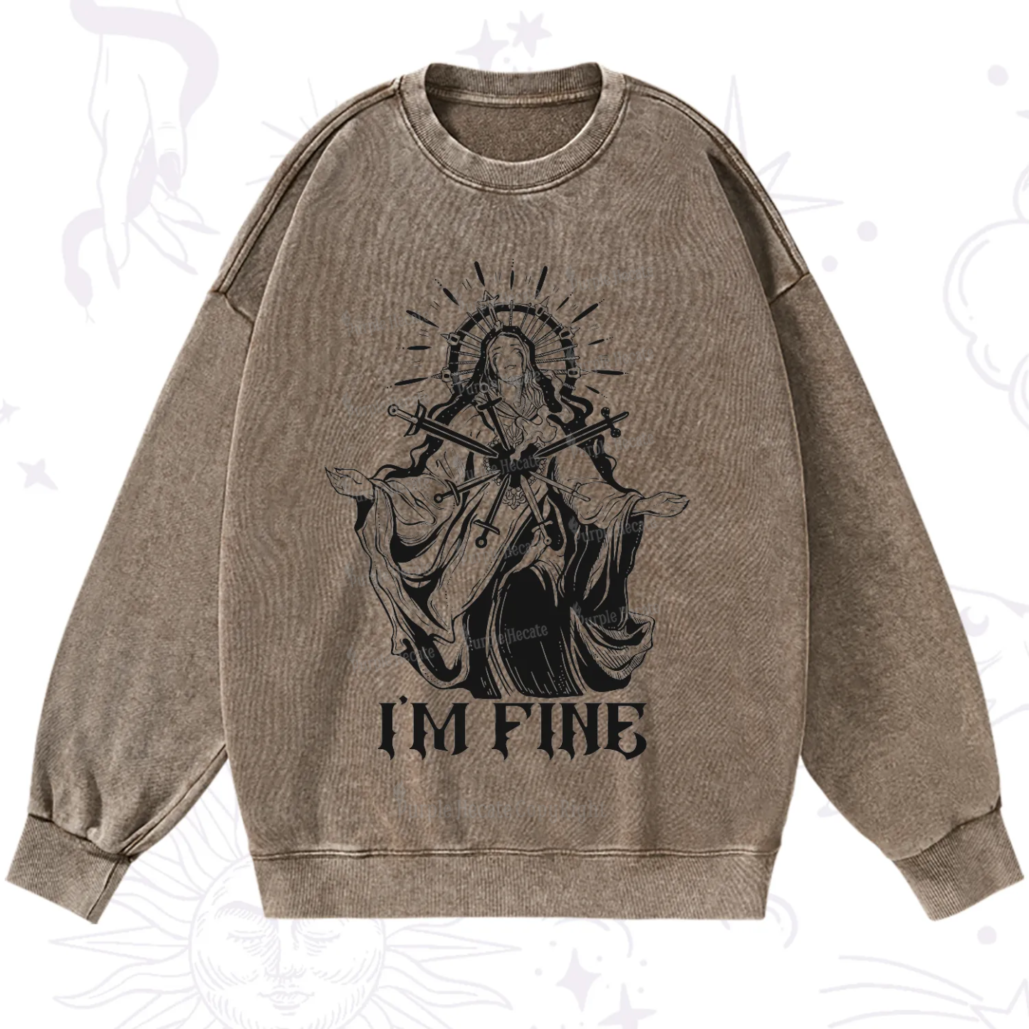 Purplehecate I'm Fine Washed Sweatshirt