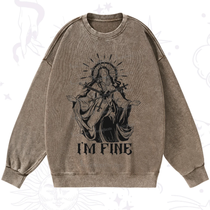 Purplehecate I'm Fine Washed Sweatshirt