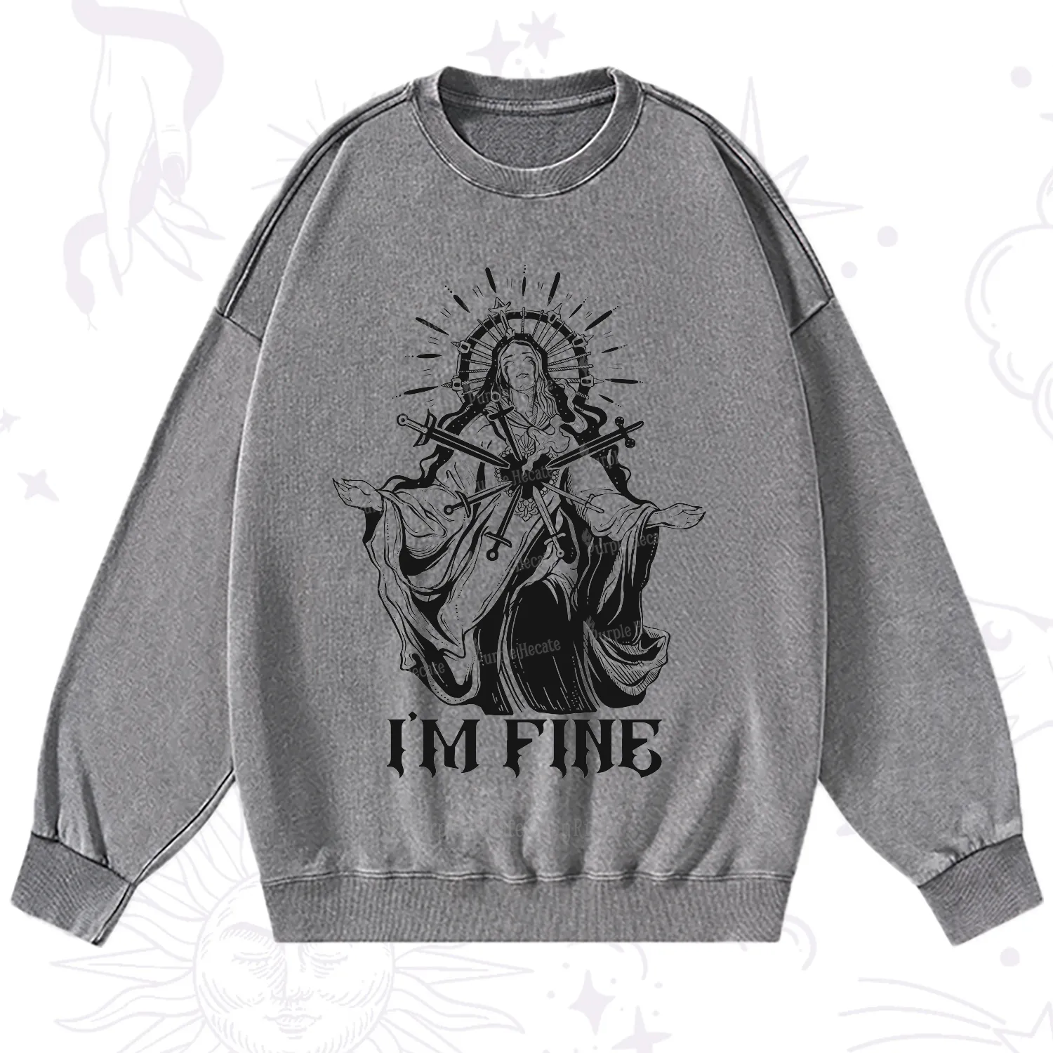 Purplehecate I'm Fine Washed Sweatshirt