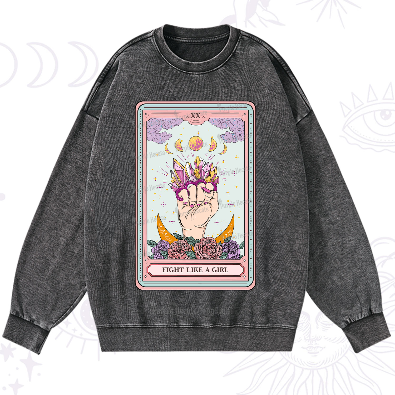 Purplehecate The Fight Like A Girl Tarot Washed Sweatshirt