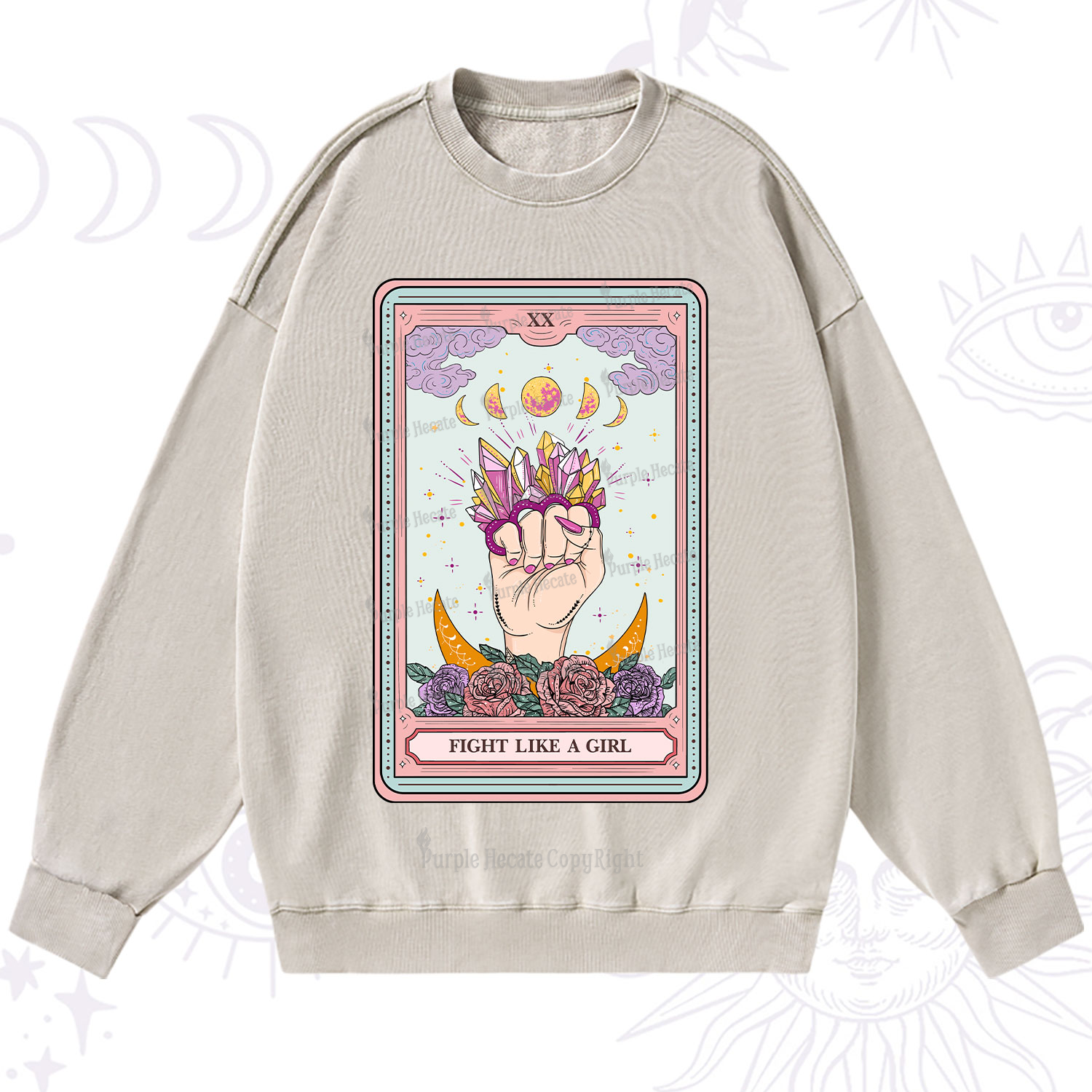 Purplehecate The Fight Like A Girl Tarot Washed Sweatshirt