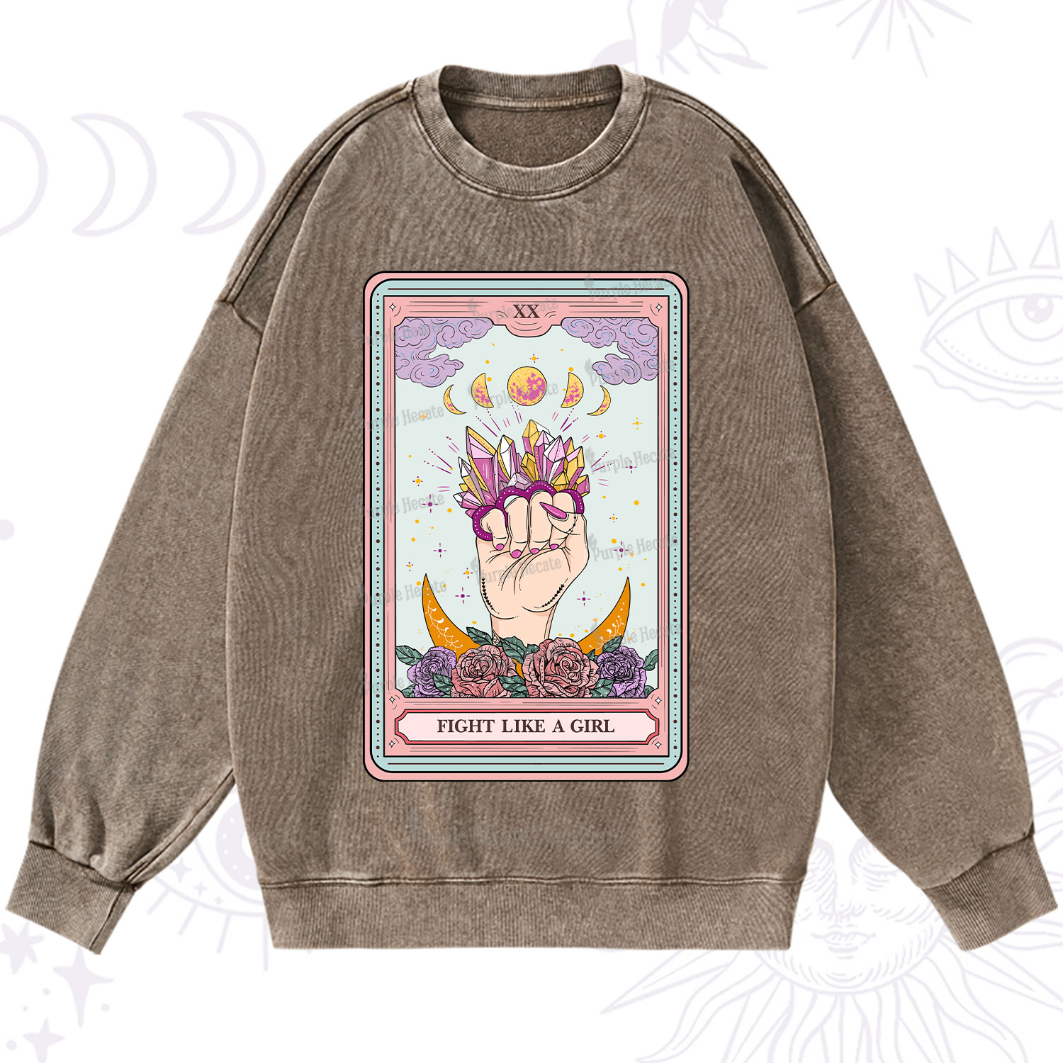 Purplehecate The Fight Like A Girl Tarot Washed Sweatshirt