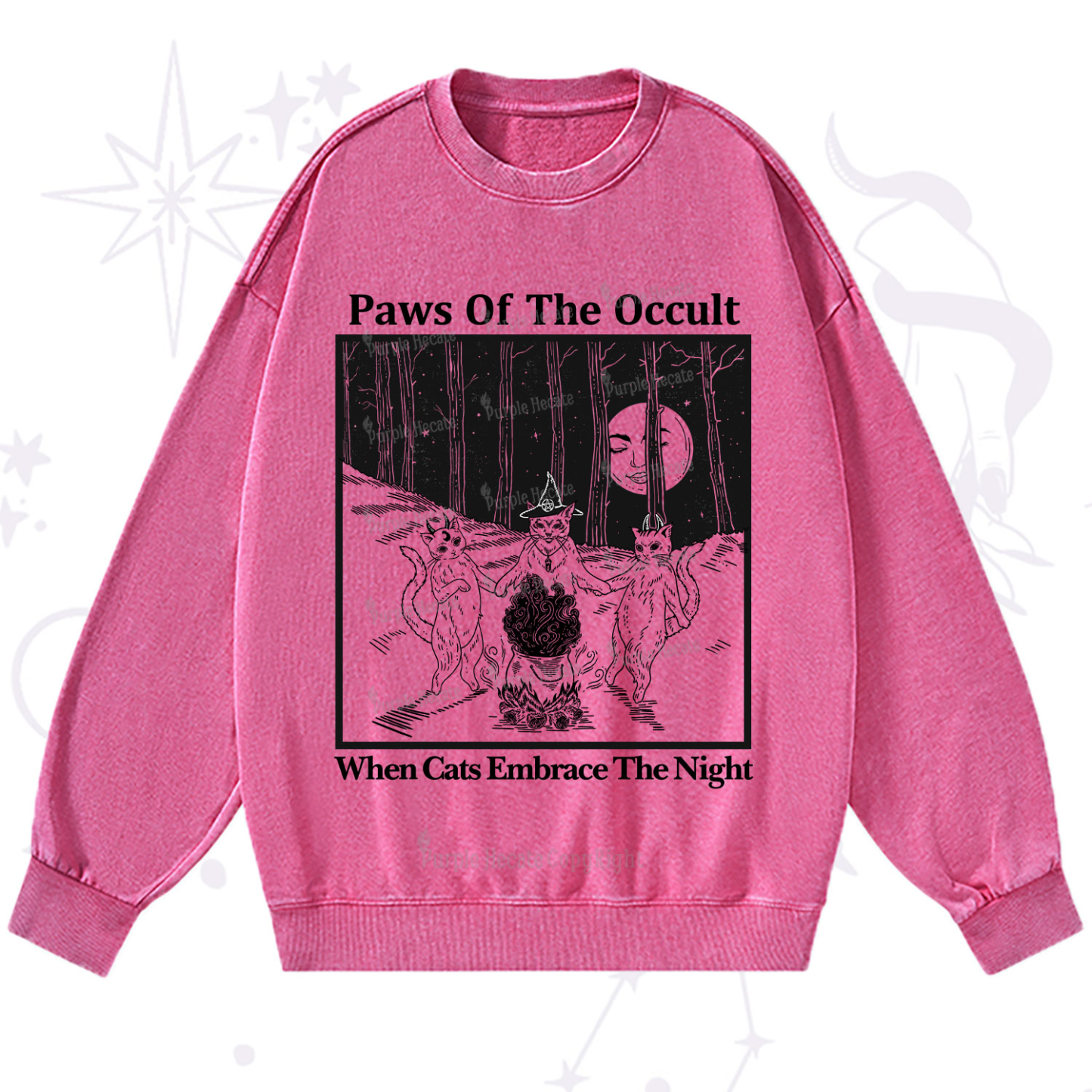 Purplehecate Witchy Cats Washed Sweatshirt