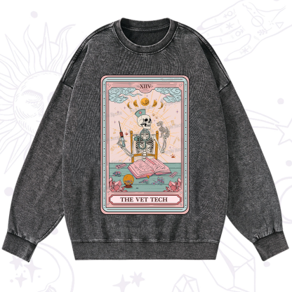 Purplehecate The Vet Tech Tarot Card Washed Sweatshirt