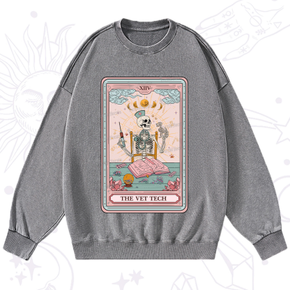 Purplehecate The Vet Tech Tarot Card Washed Sweatshirt