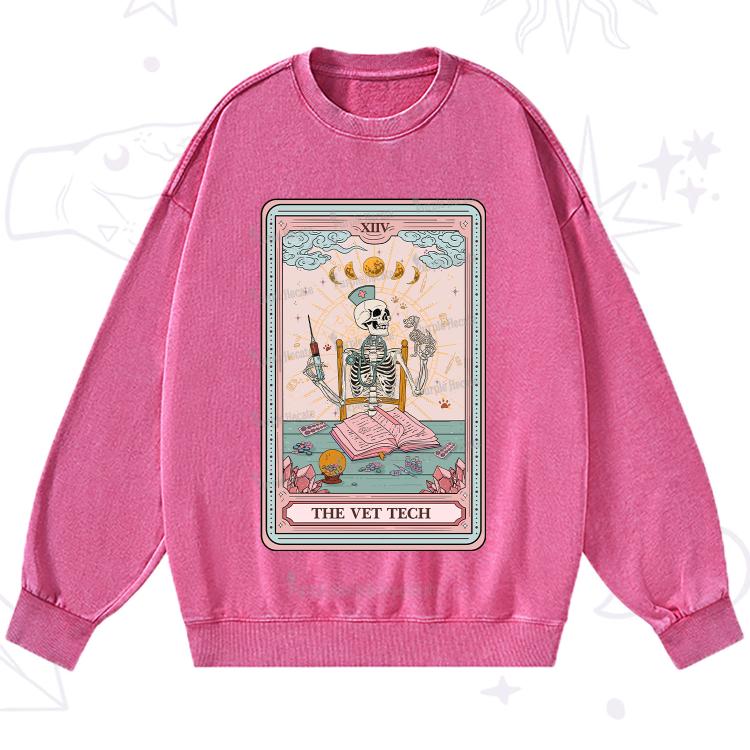 Purplehecate The Vet Tech Tarot Card Washed Sweatshirt