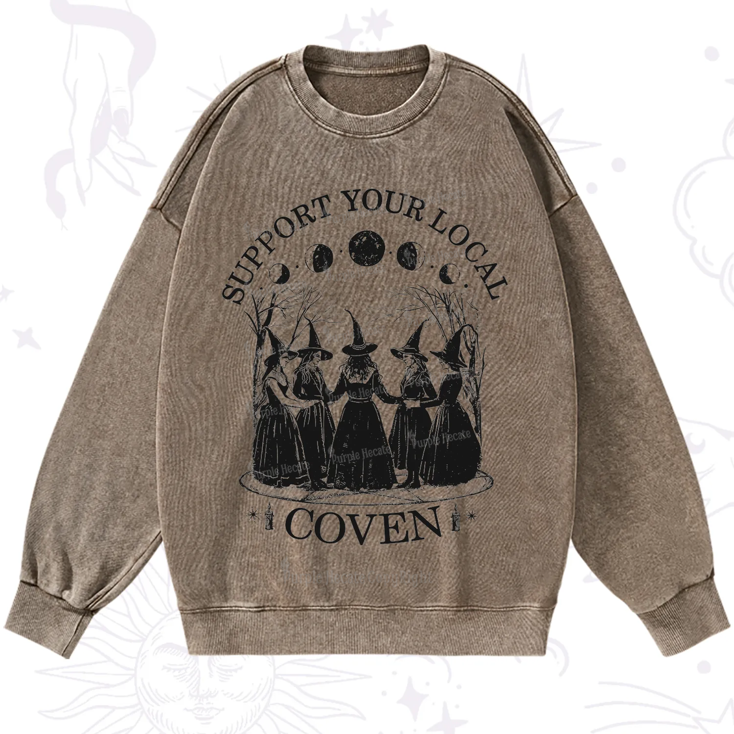 Purplehecate Support Your Local Coven Washed Sweatshirt