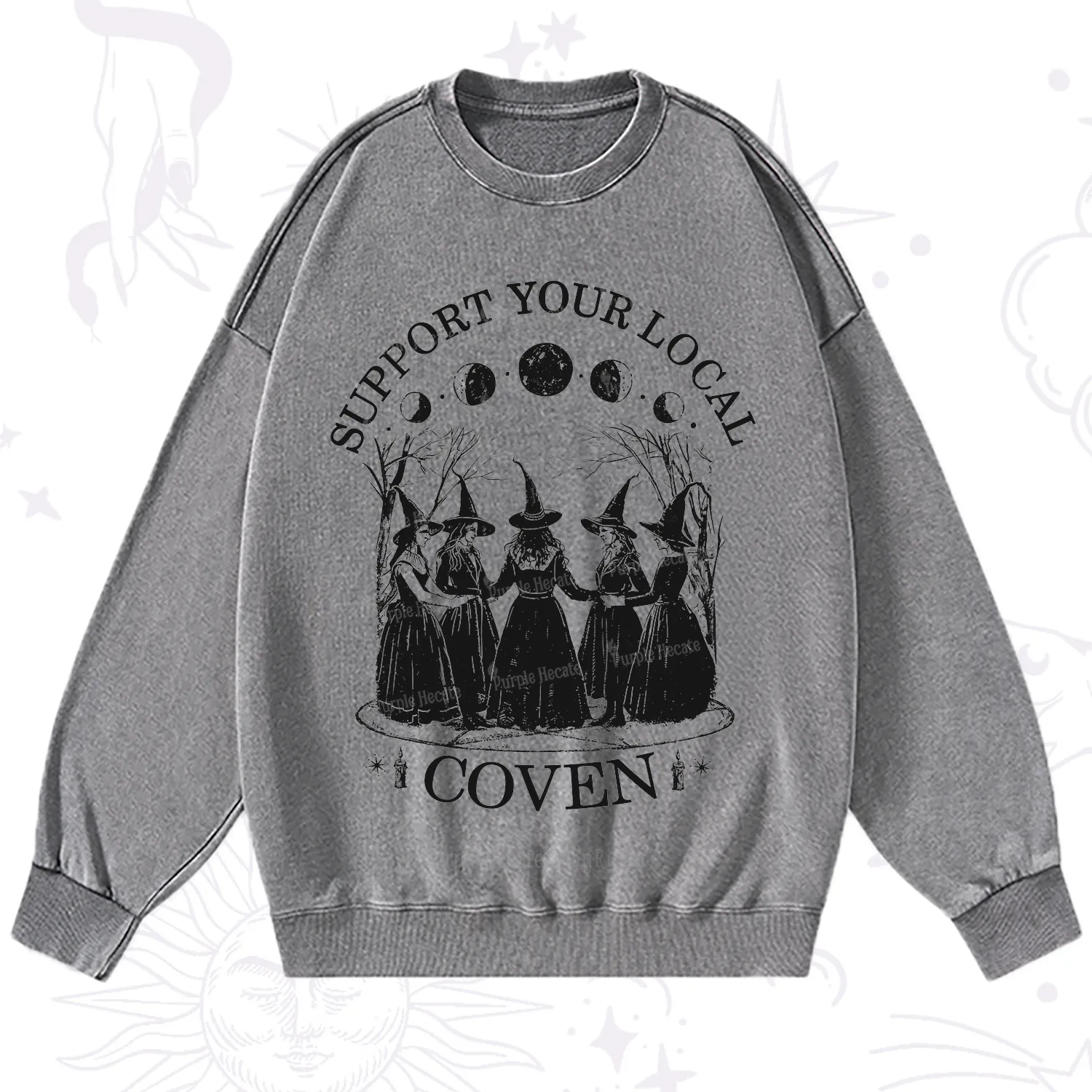 Purplehecate Support Your Local Coven Washed Sweatshirt