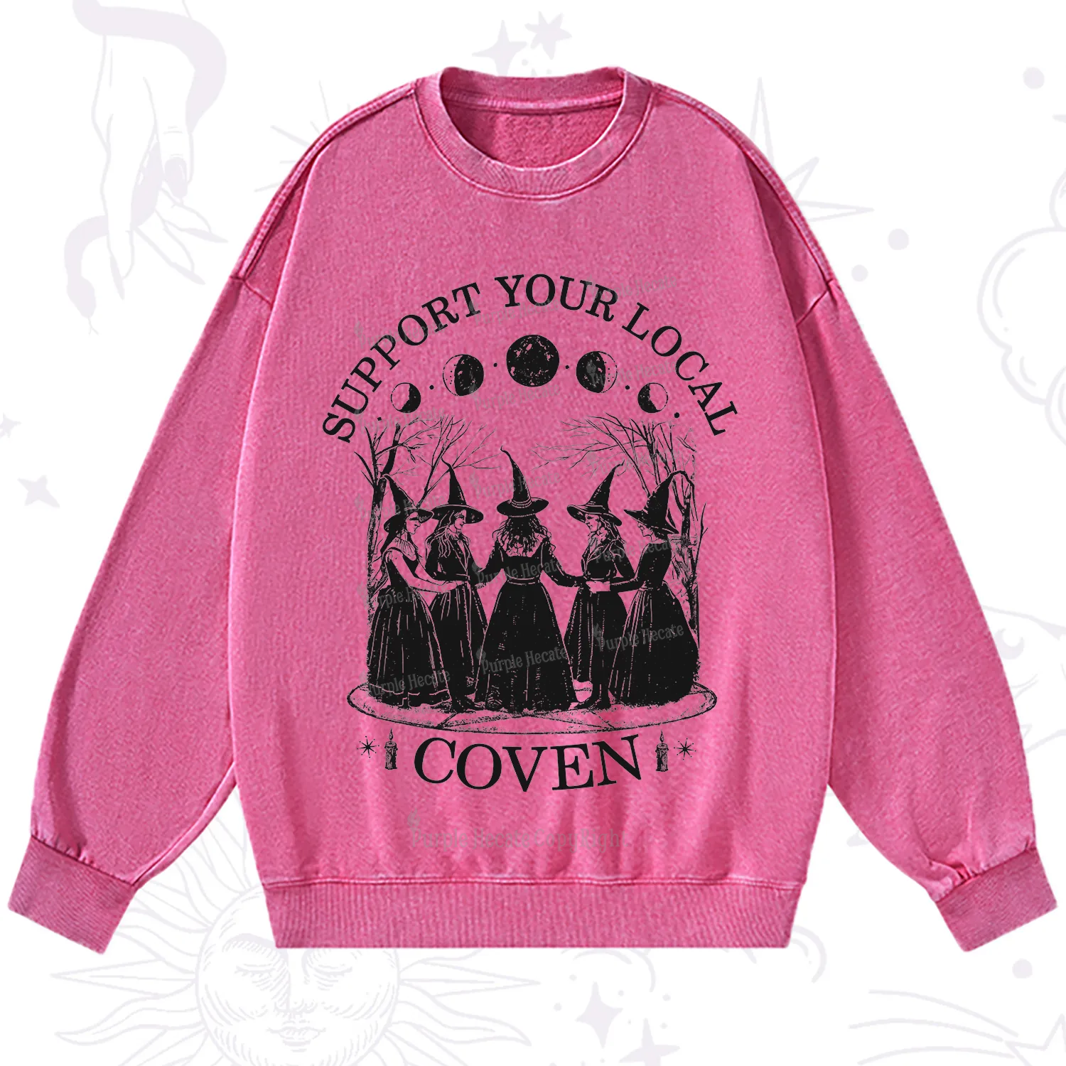 Purplehecate Support Your Local Coven Washed Sweatshirt
