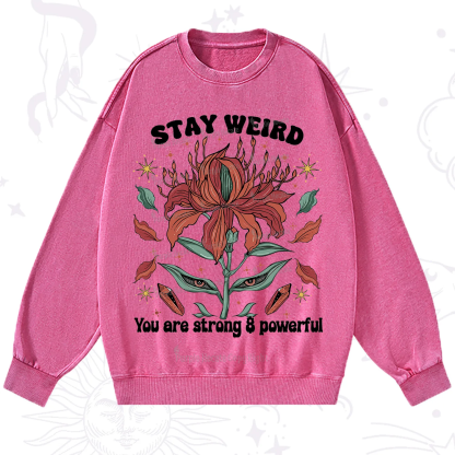 Purplehecate Stay Weird Floral Washed Sweatshirt