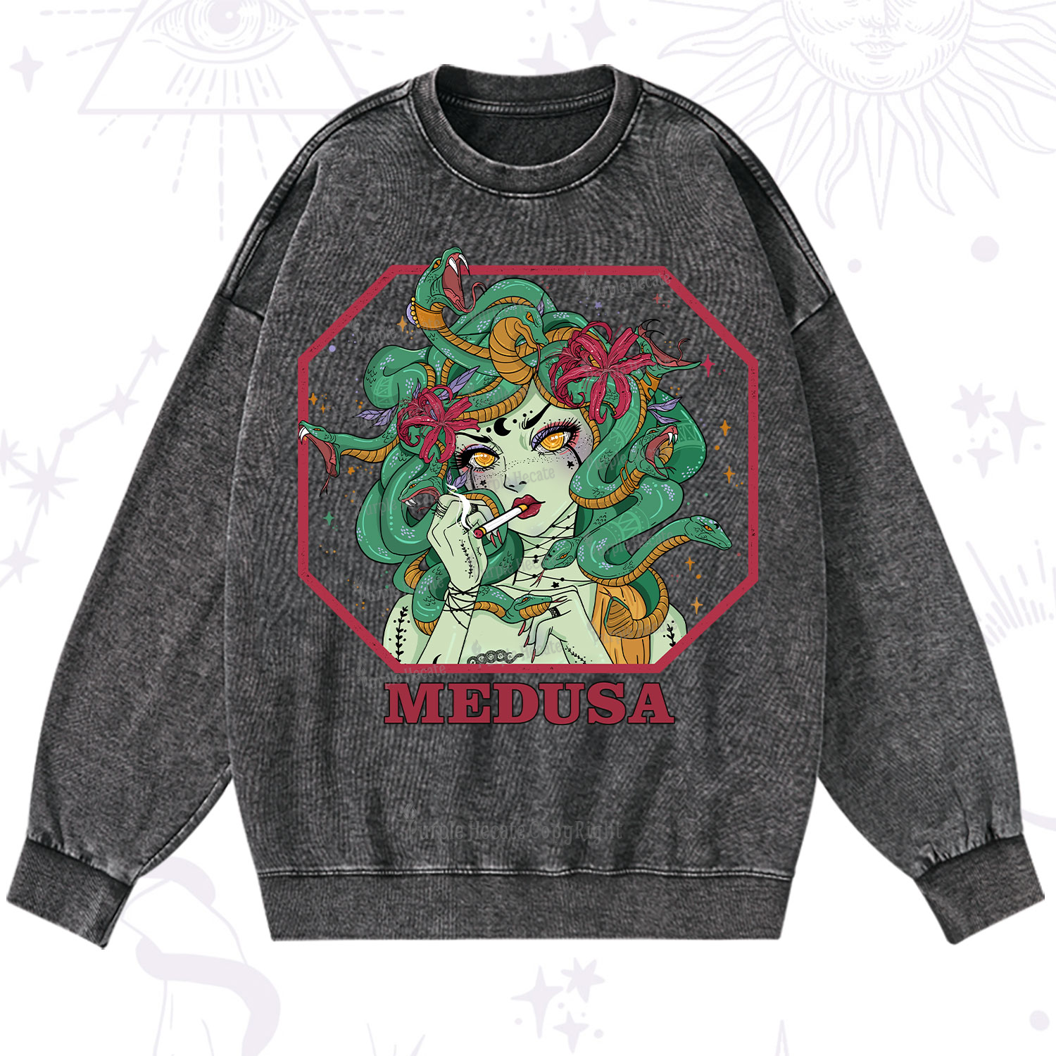 Purplehecate The Greek Goddess Medusa Washed Sweatshirt