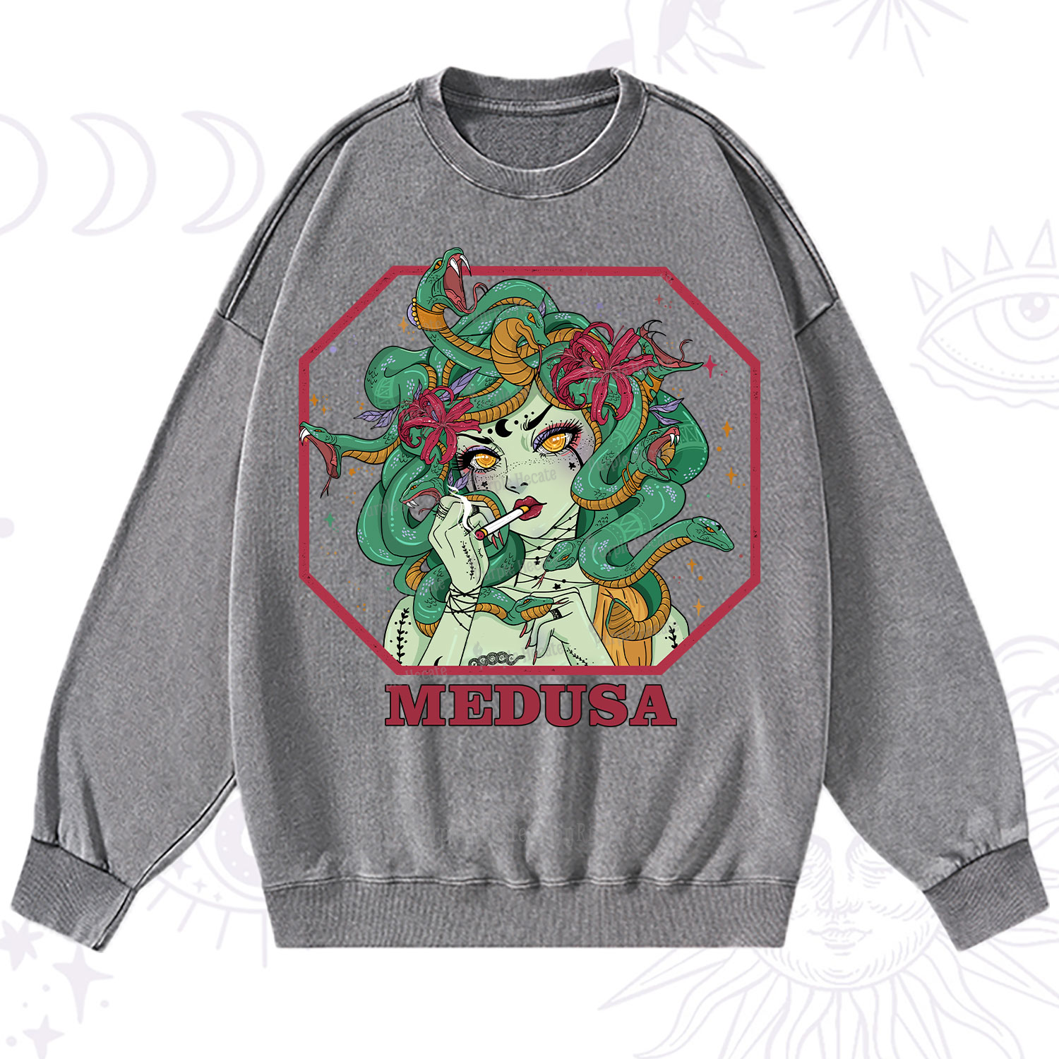 Purplehecate The Greek Goddess Medusa Washed Sweatshirt