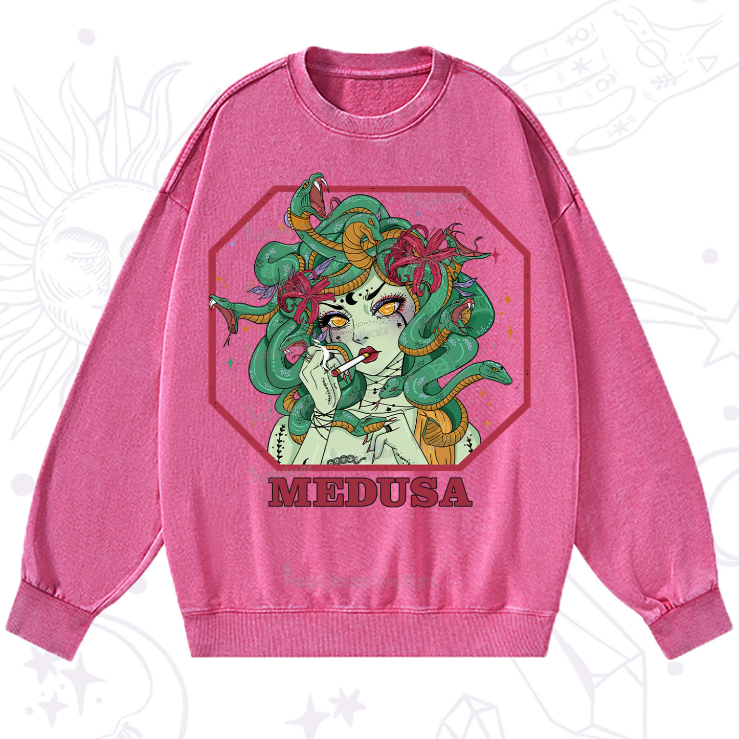 Purplehecate The Greek Goddess Medusa Washed Sweatshirt