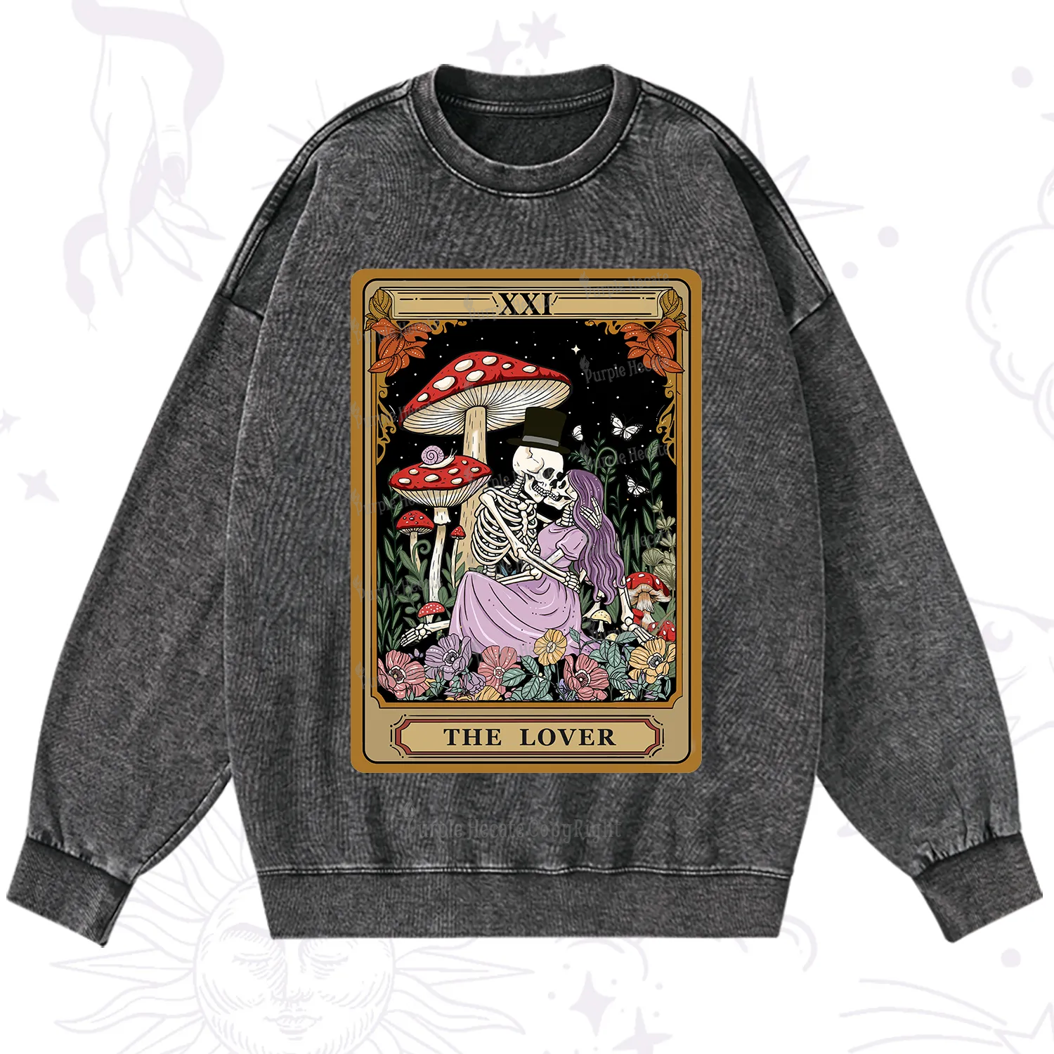 Purplehecate The Vintage Lover Tarot Washed Sweatshirt