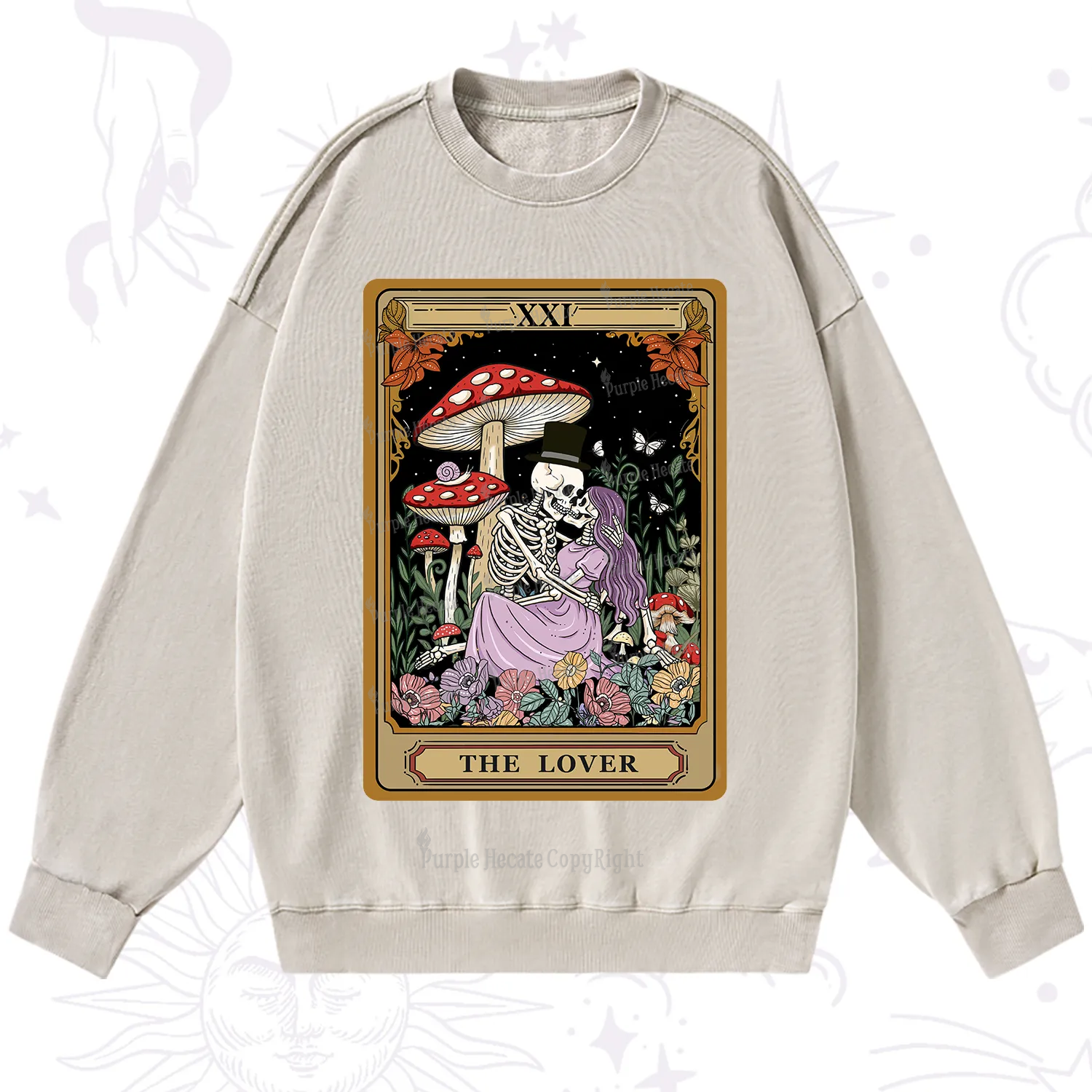 Purplehecate The Vintage Lover Tarot Washed Sweatshirt