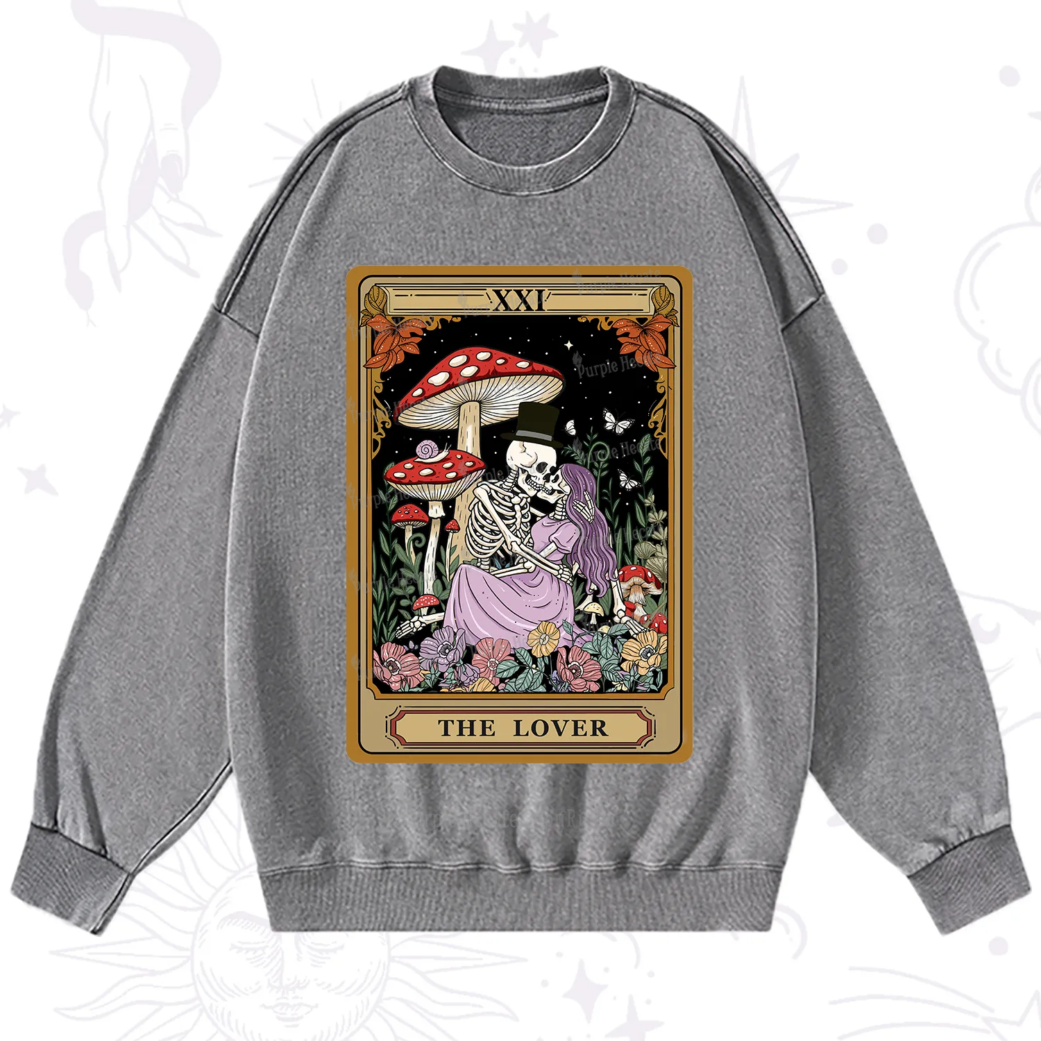 Purplehecate The Vintage Lover Tarot Washed Sweatshirt