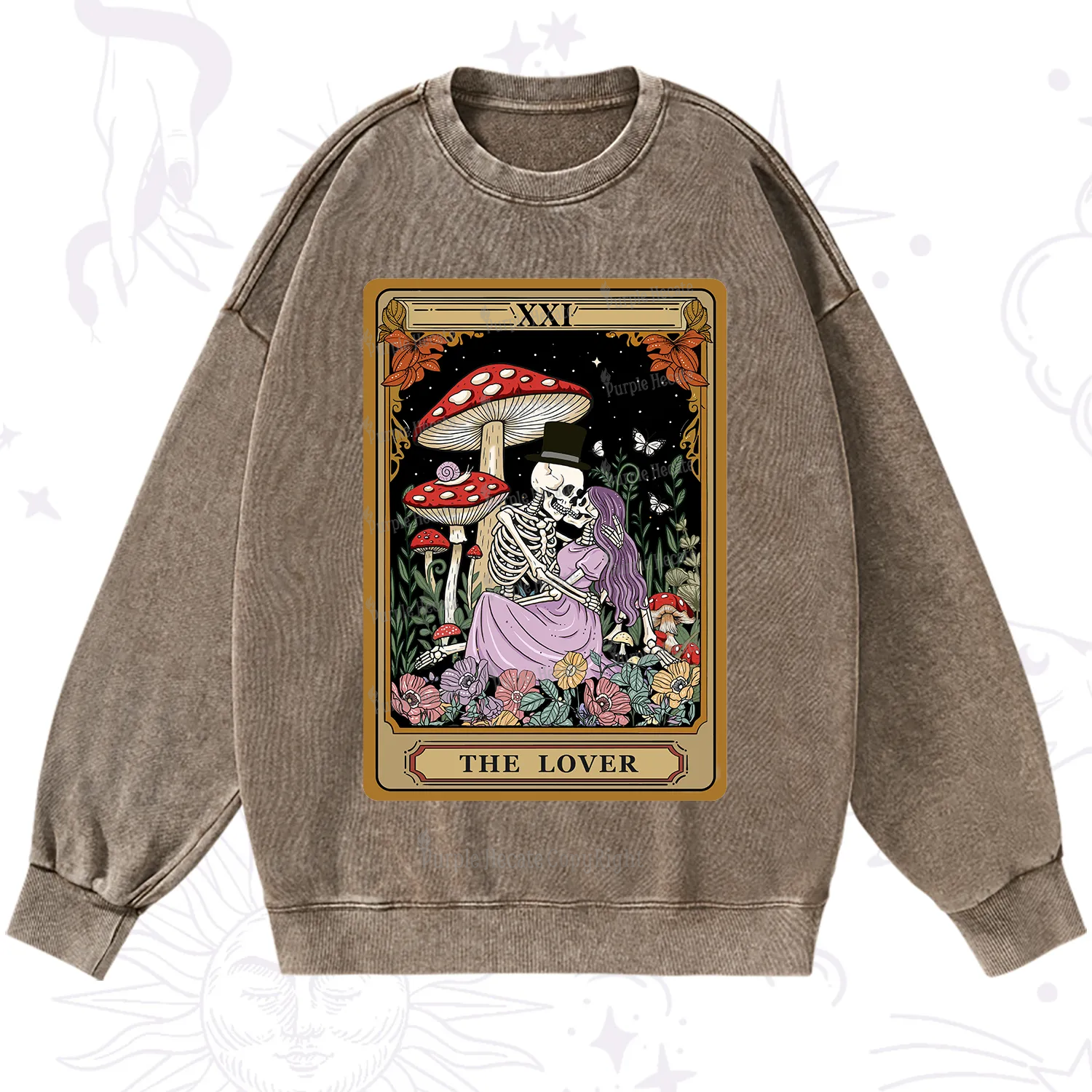Purplehecate The Vintage Lover Tarot Washed Sweatshirt