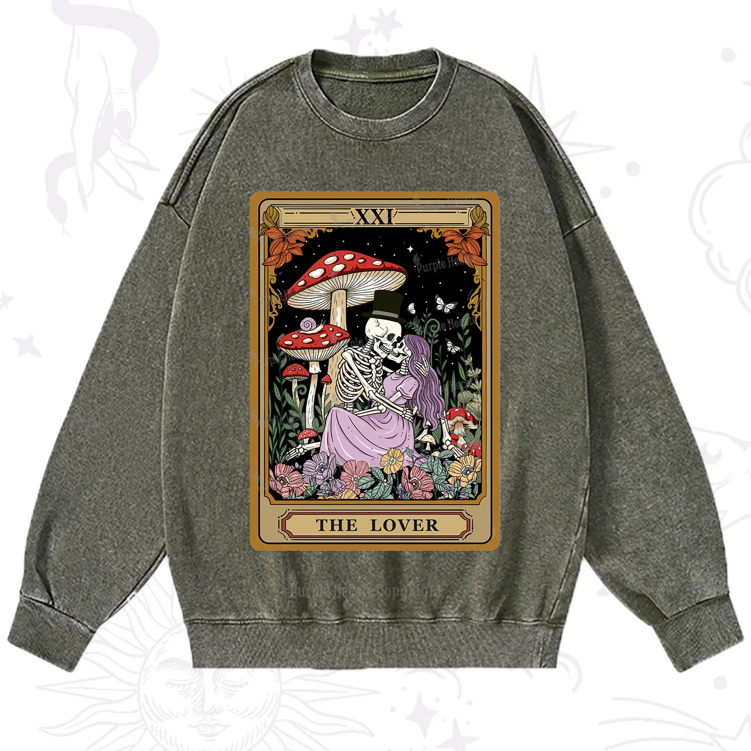 Purplehecate The Vintage Lover Tarot Washed Sweatshirt