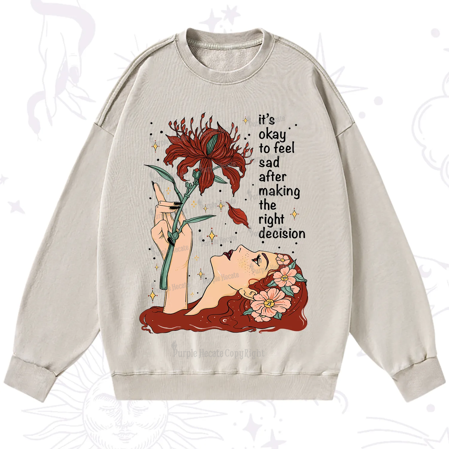 Purplehecate It's Okay To Feel Sad After Making The Right Decision Washed Sweatshirt