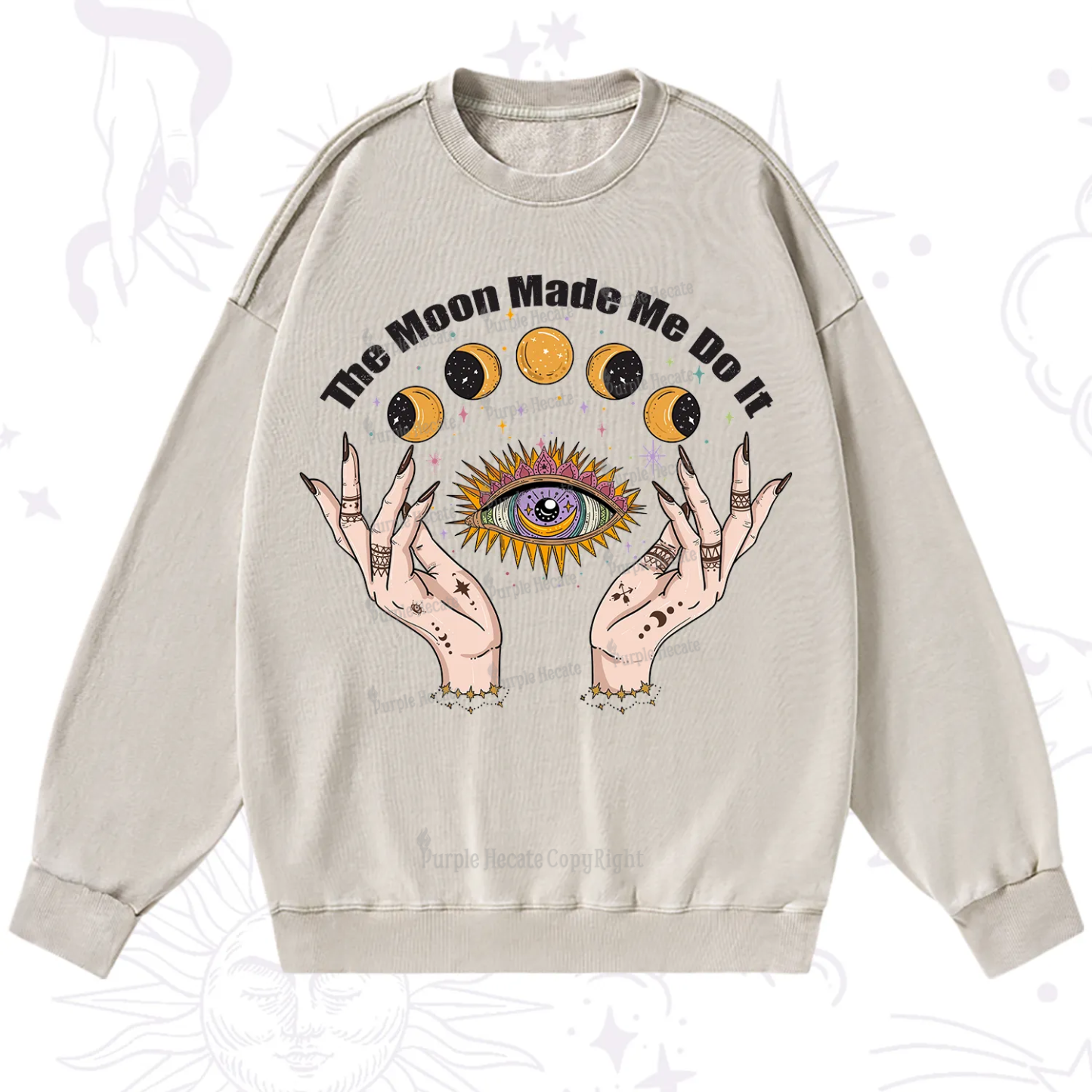 Purplehecate The Moon Made Me Do It Washed Sweatshirt