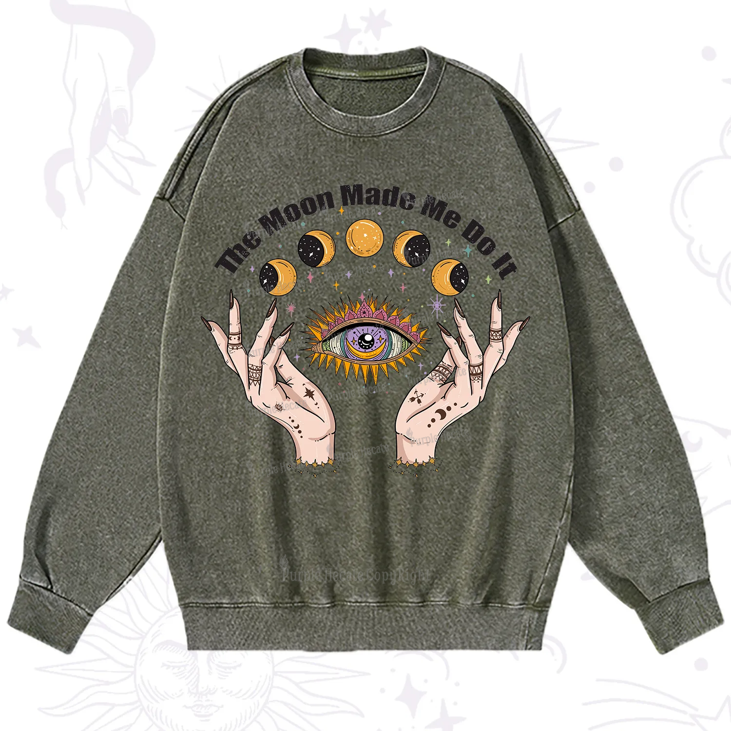 Purplehecate The Moon Made Me Do It Washed Sweatshirt