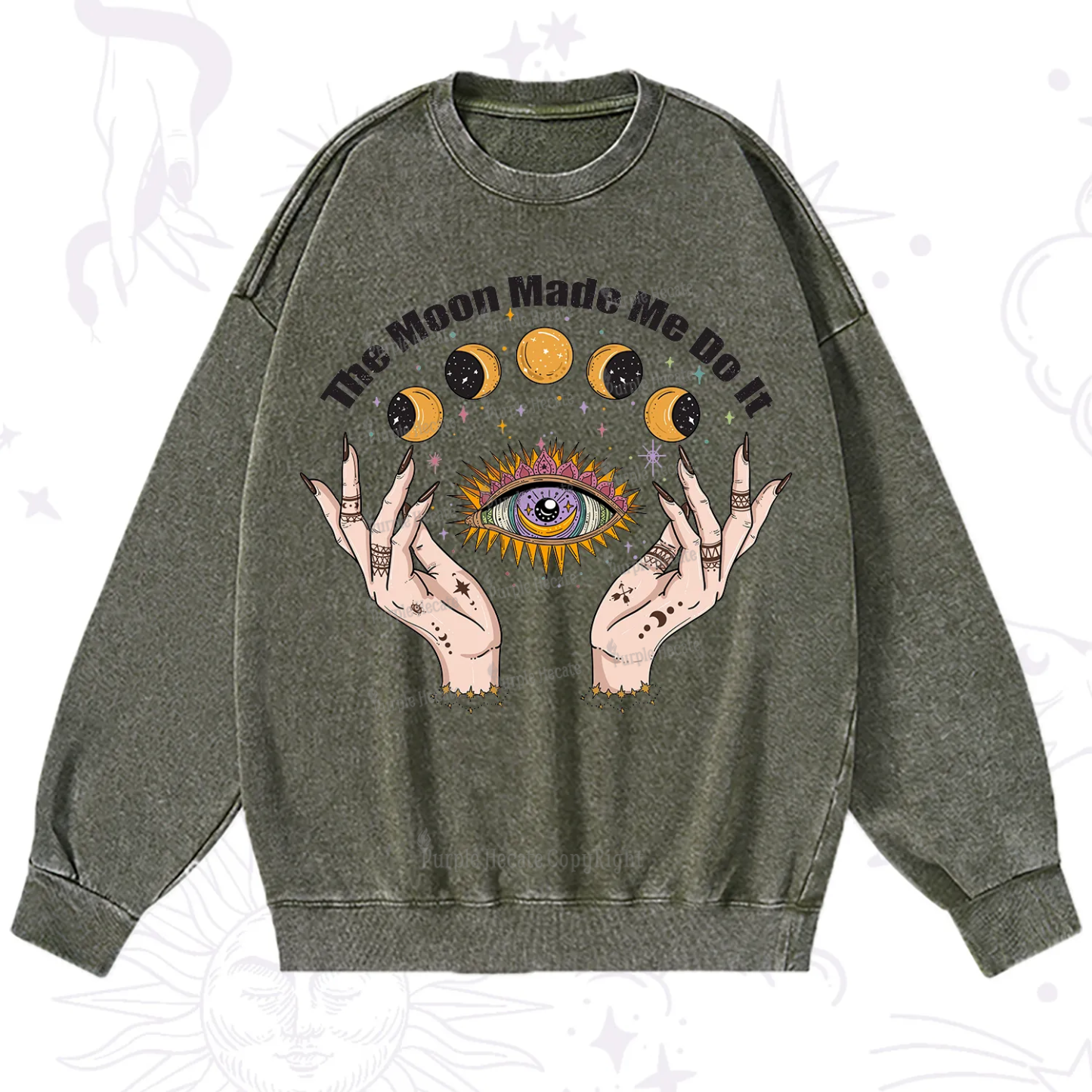Purplehecate The Moon Made Me Do It Washed Sweatshirt