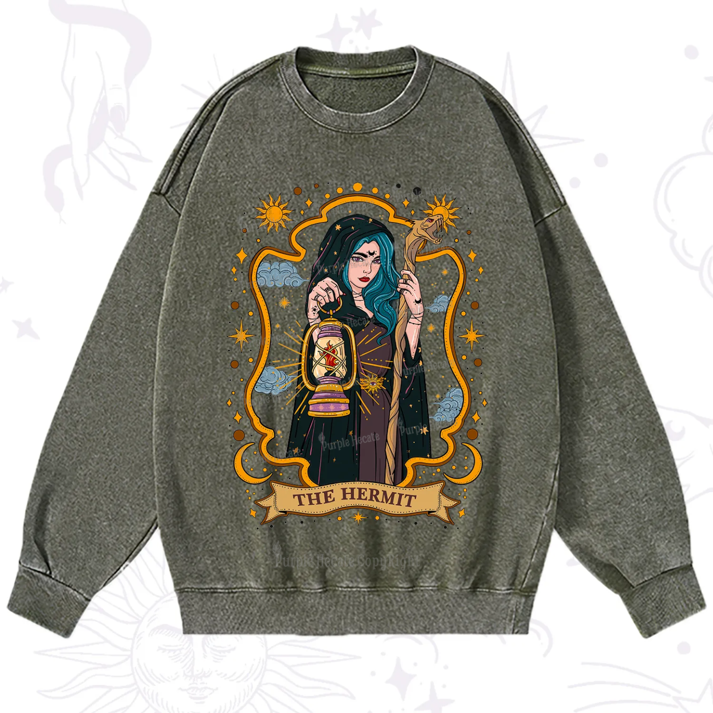 Purplehecate The Hermit Goddess Washed Sweatshirt