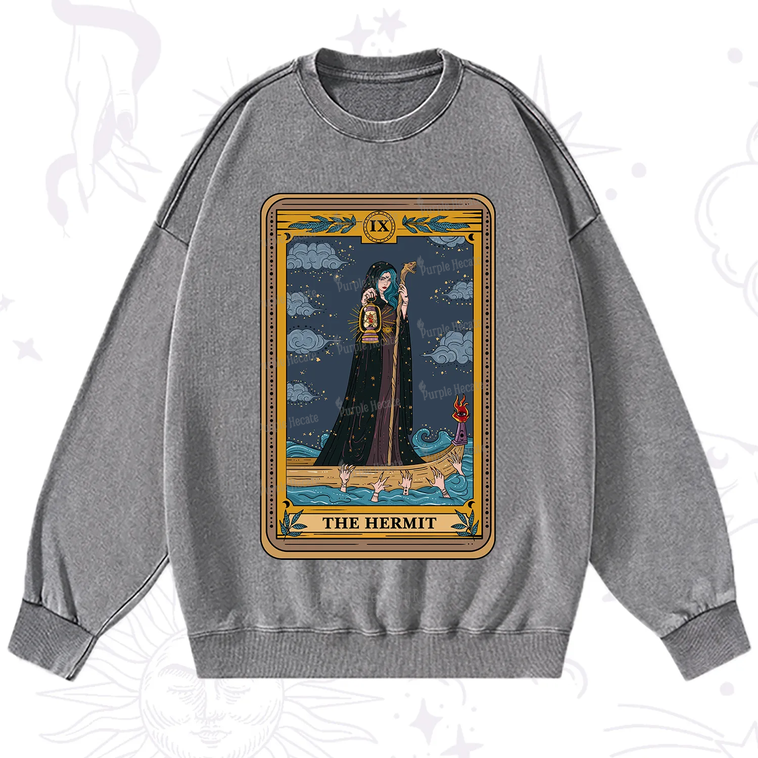 Purplehecate The Hermit Goddess Tarot Washed Sweatshirt