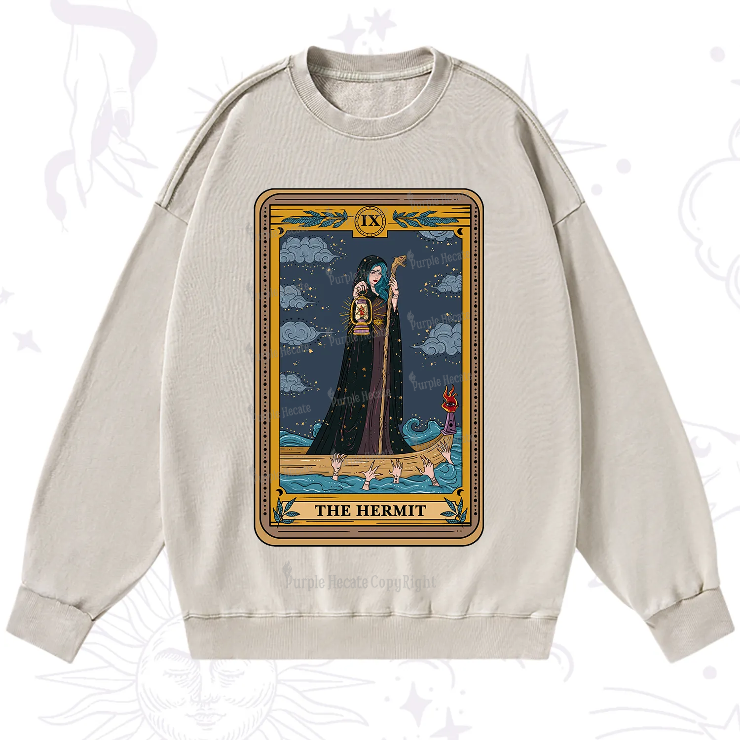 Purplehecate The Hermit Goddess Tarot Washed Sweatshirt