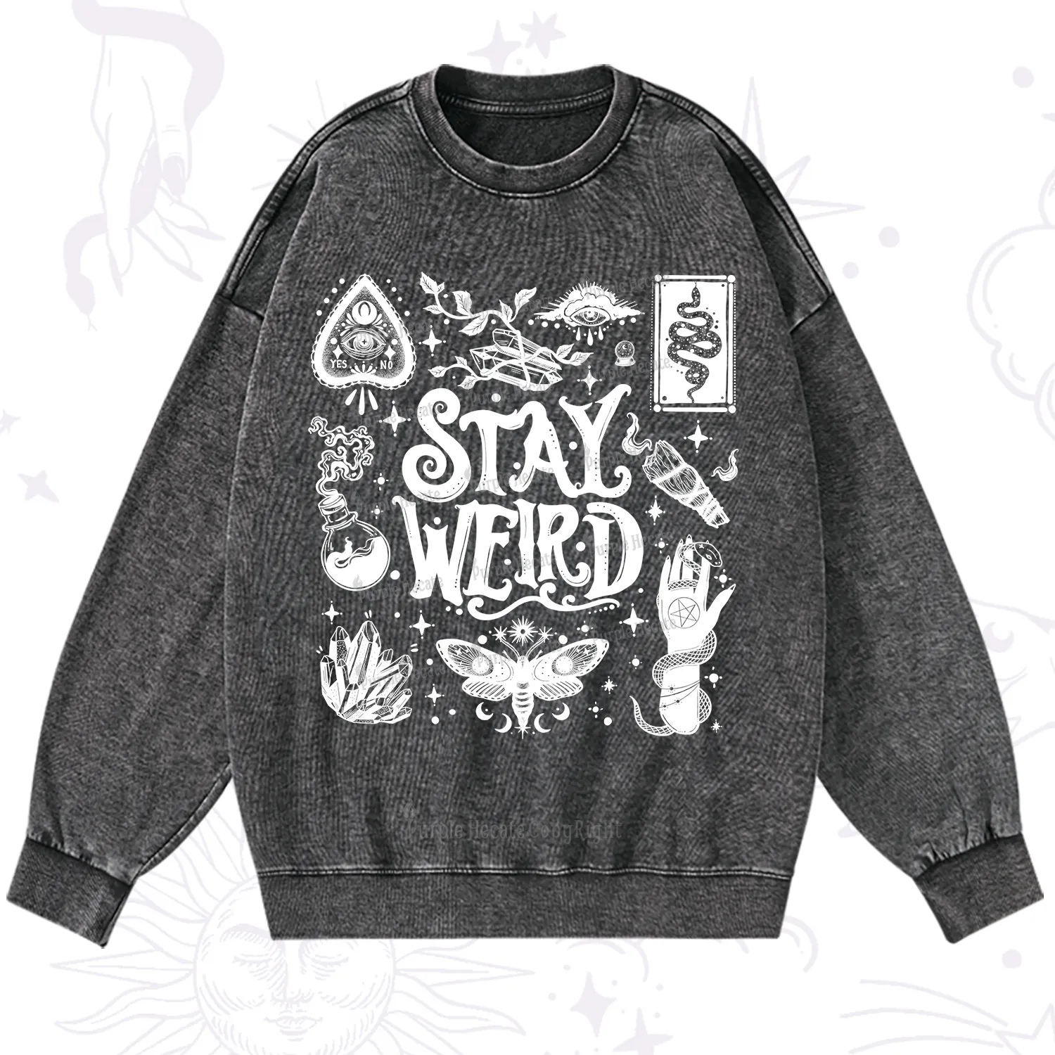 Purplehecate Stay Weird and Witchy Washed Sweatshirt