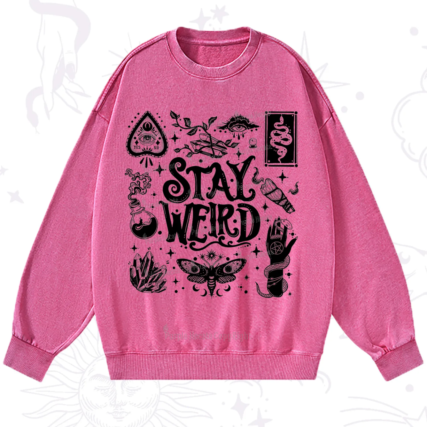 Purplehecate Stay Weird and Witchy Washed Sweatshirt