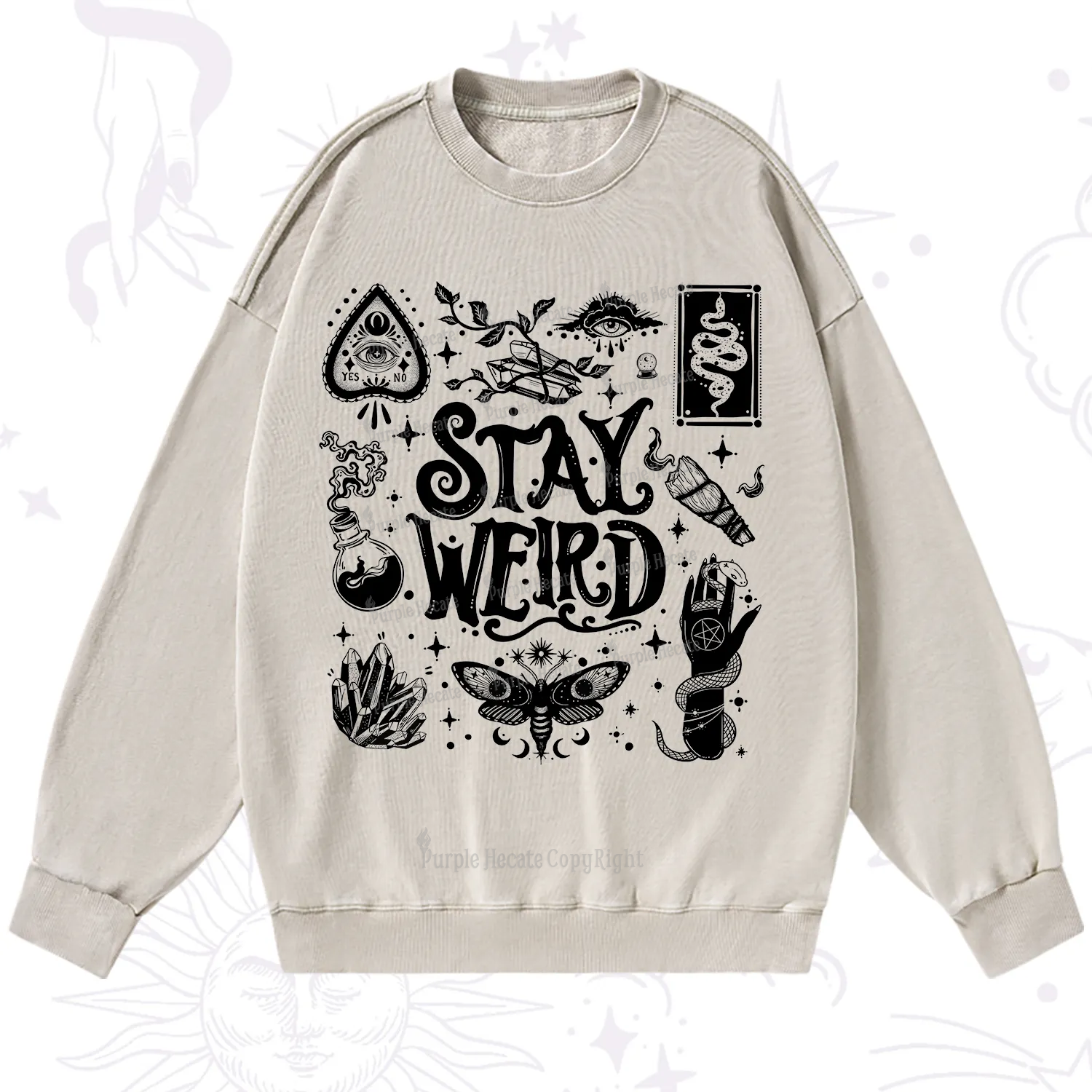 Purplehecate Stay Weird and Witchy Washed Sweatshirt