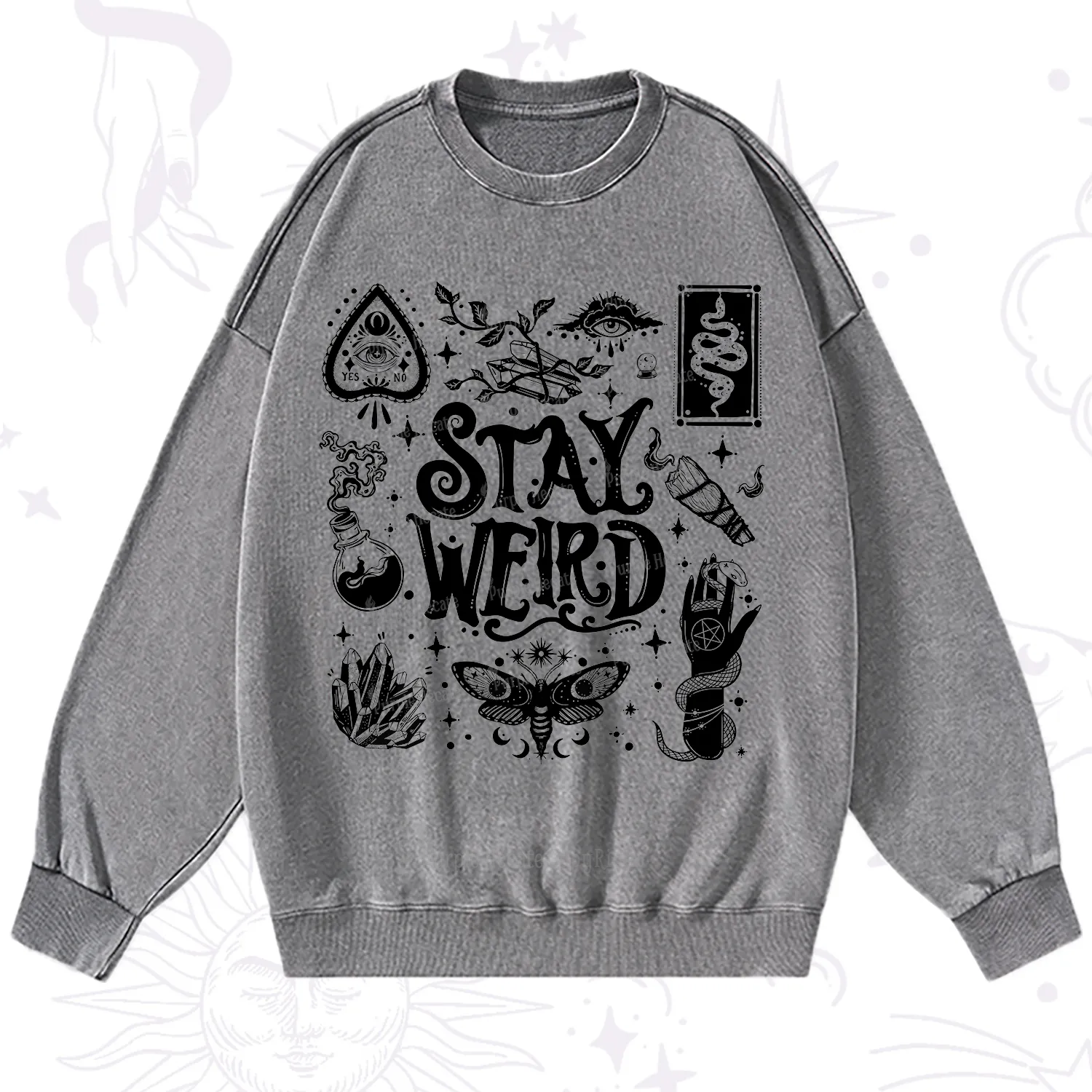 Purplehecate Stay Weird and Witchy Washed Sweatshirt