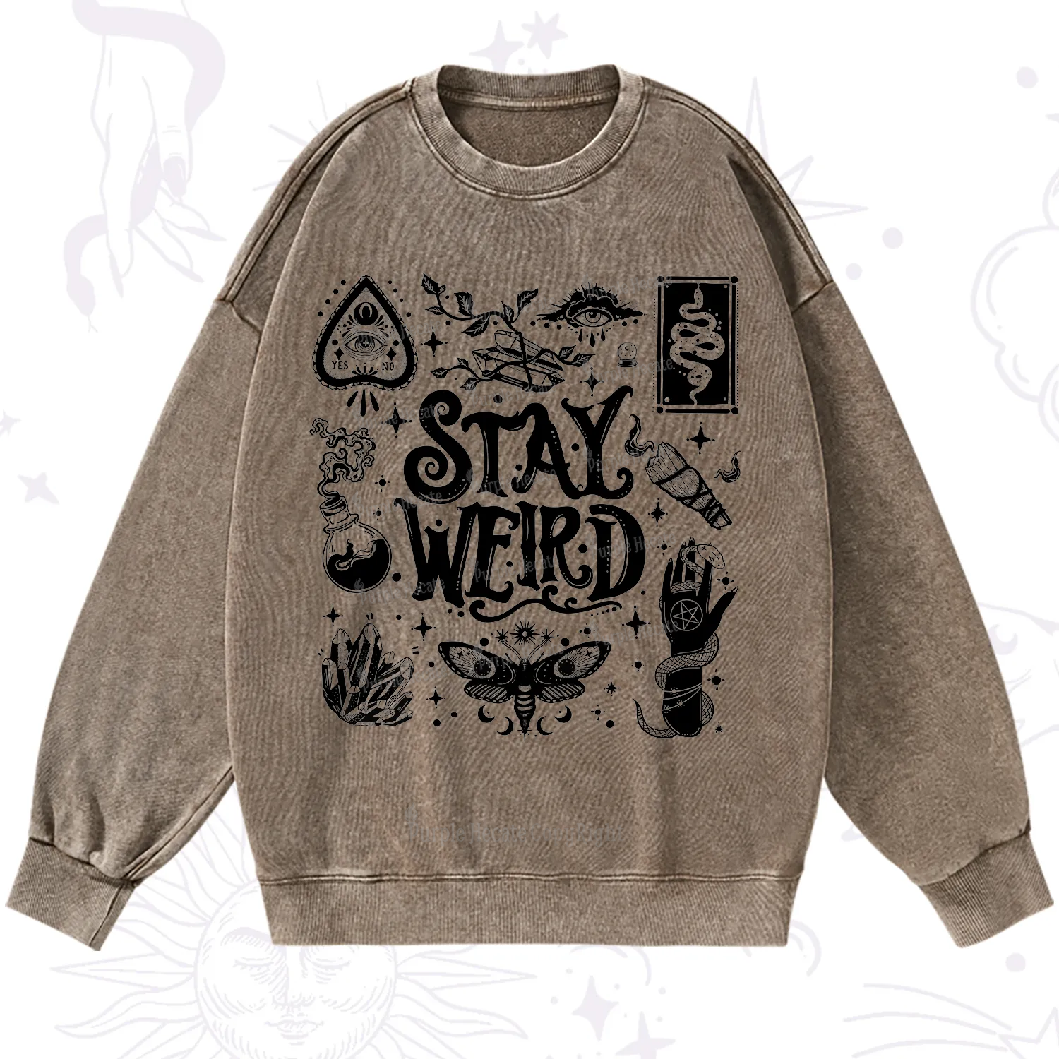 Purplehecate Stay Weird and Witchy Washed Sweatshirt