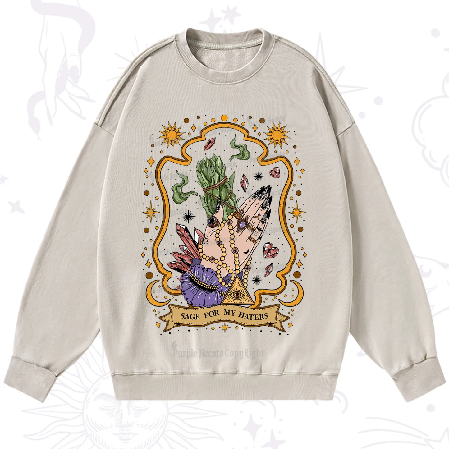 Purplehecate Sage For My Haters Washed Sweatshirt