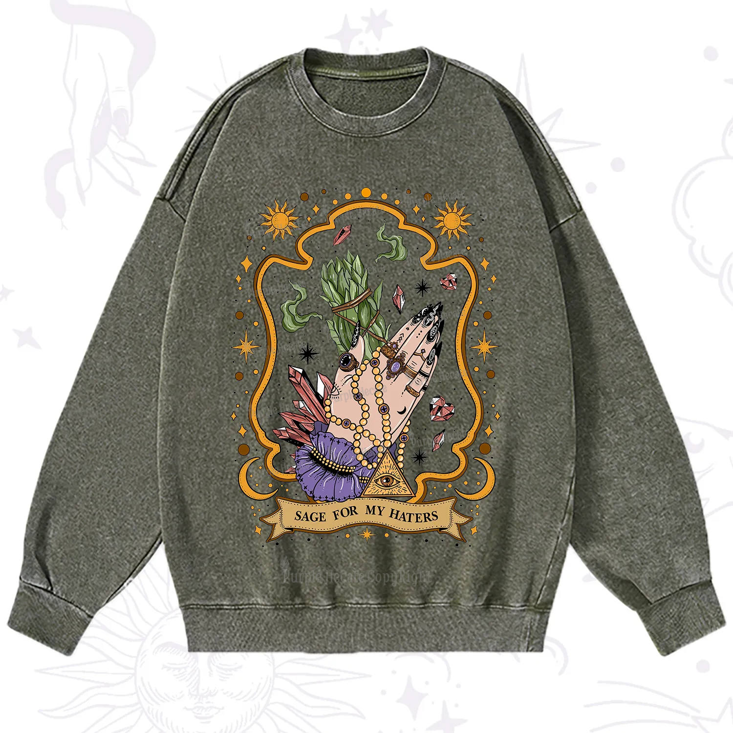 Purplehecate Sage For My Haters Washed Sweatshirt