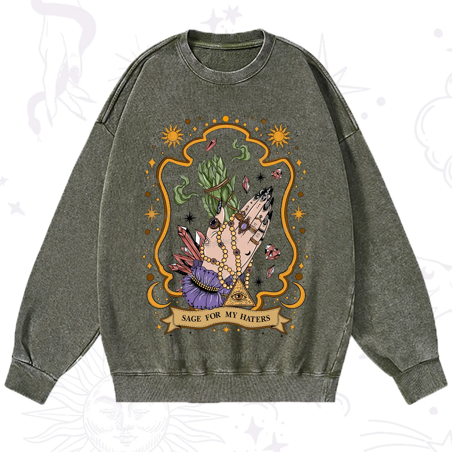 Purplehecate Sage For My Haters Washed Sweatshirt