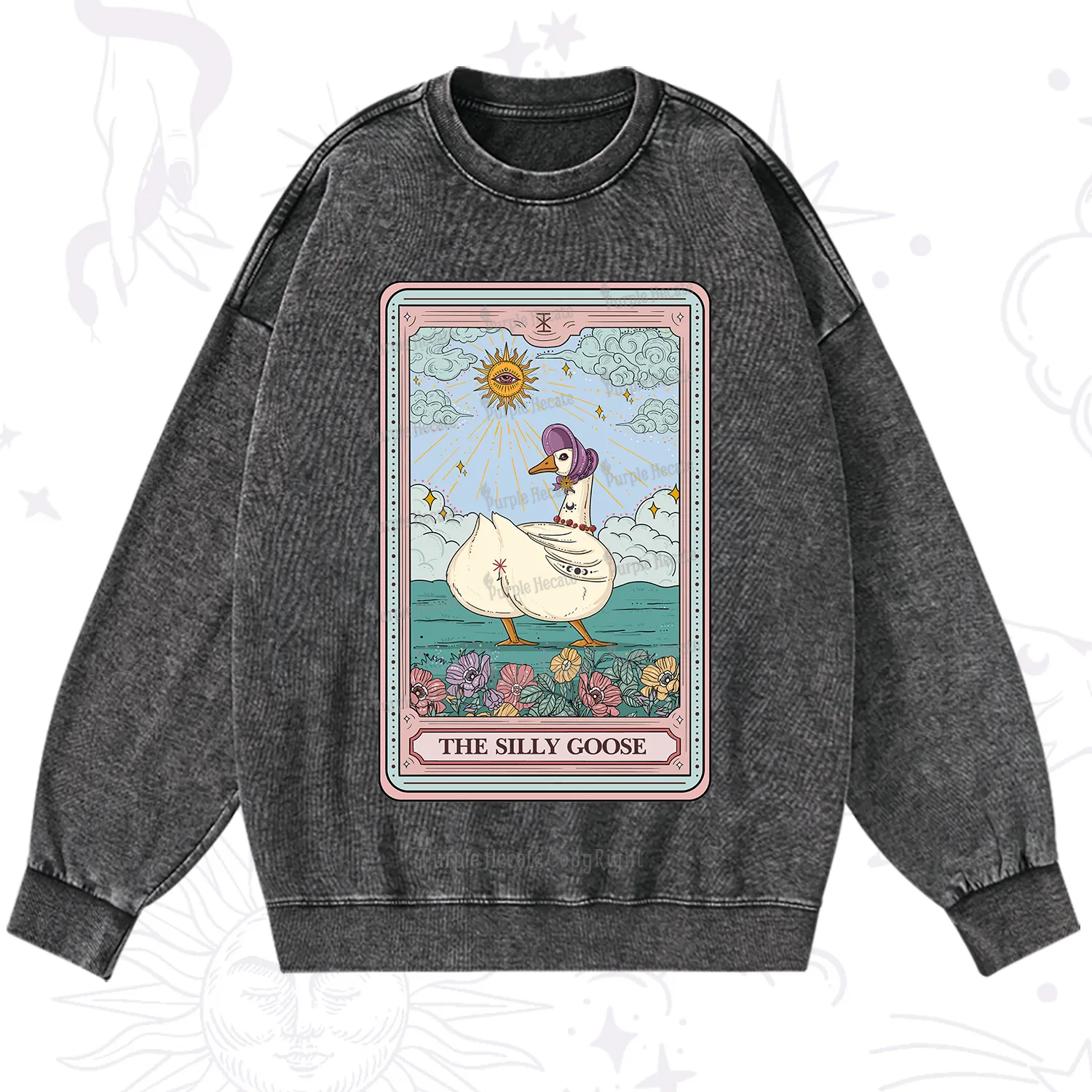 Purplehecate The Silly Goose Tarot Washed Sweatshirt