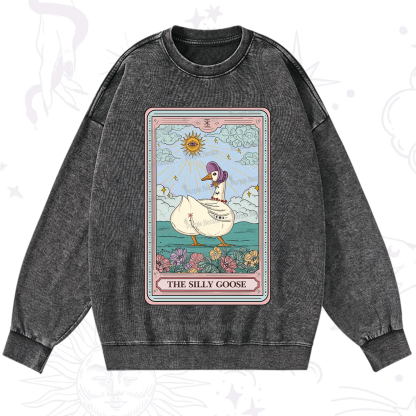 Purplehecate The Silly Goose Tarot Washed Sweatshirt