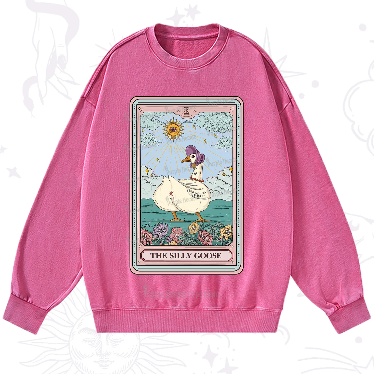 Purplehecate The Silly Goose Tarot Washed Sweatshirt