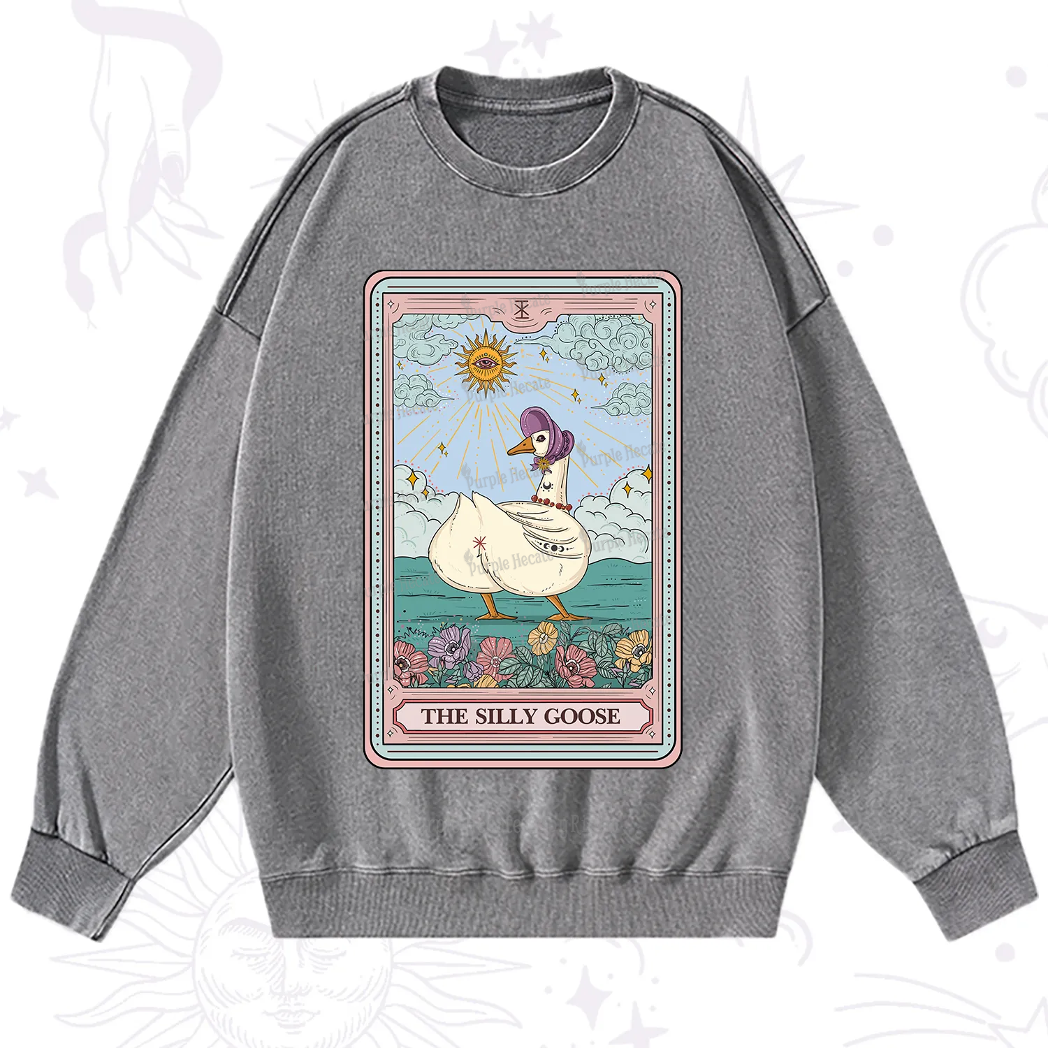 Purplehecate The Silly Goose Tarot Washed Sweatshirt