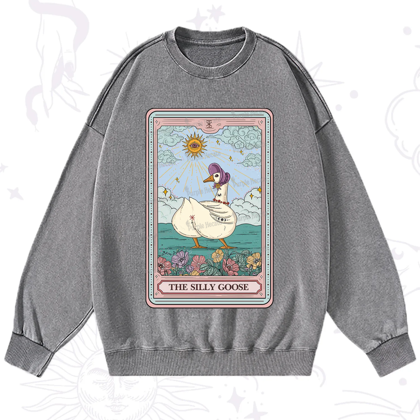 Purplehecate The Silly Goose Tarot Washed Sweatshirt