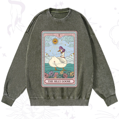 Purplehecate The Silly Goose Tarot Washed Sweatshirt