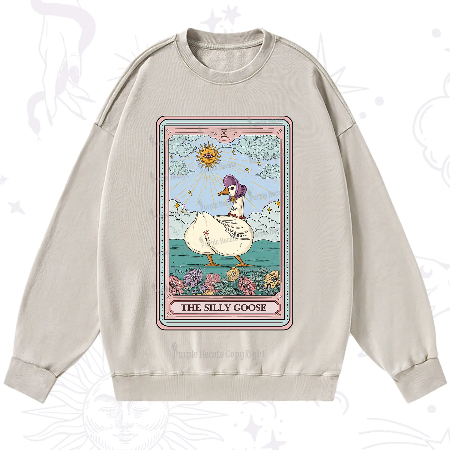 Purplehecate The Silly Goose Tarot Washed Sweatshirt