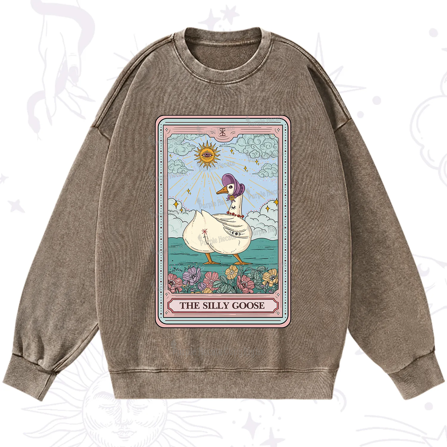 Purplehecate The Silly Goose Tarot Washed Sweatshirt